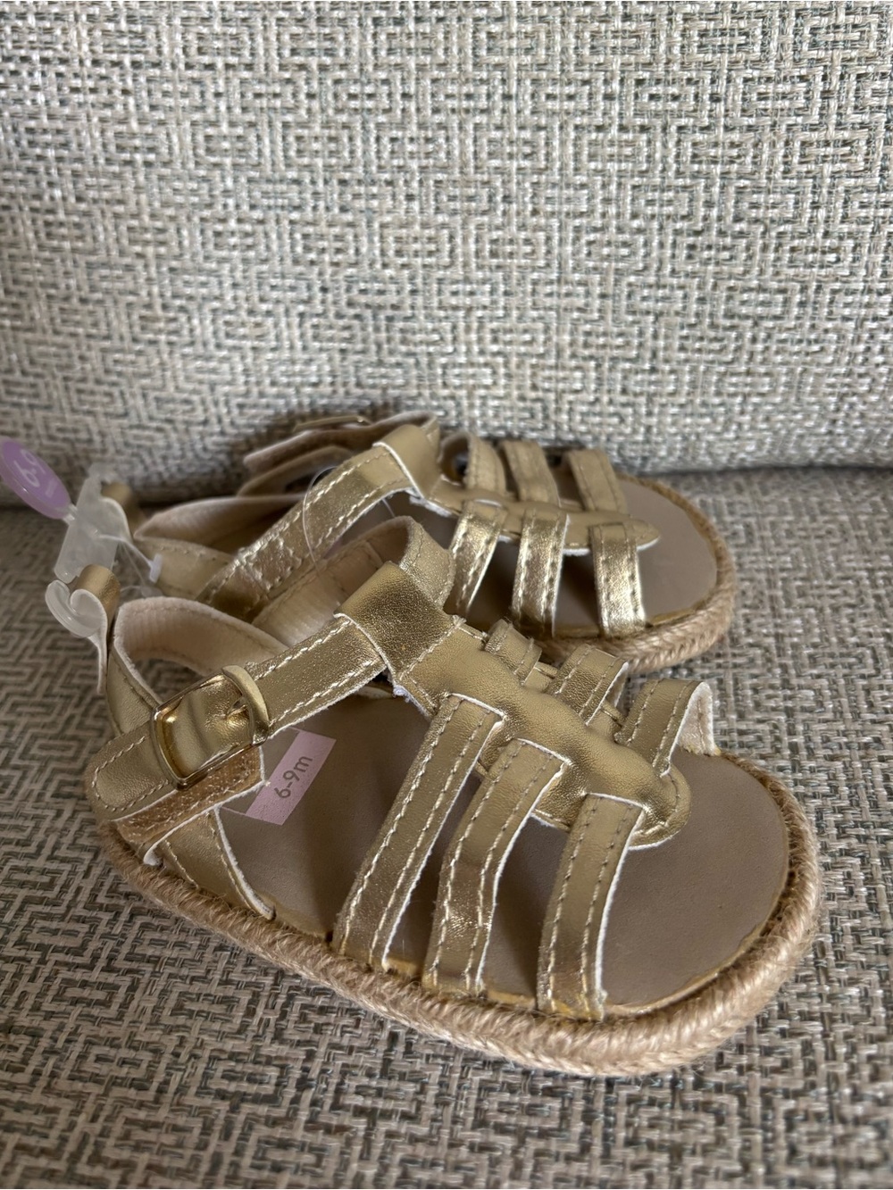 NWT 💛 Baby Girl Metallic Gold Espadrille Fisherman Sandals 6-9 month